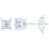 Princess cut diamond stud earrings 0.73ctw 14ct white gold - British product