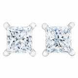 Princess cut diamond stud earrings 0.73ctw 14ct white gold - British product