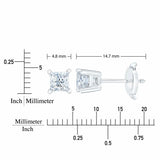 Princess cut diamond stud earrings 0.73ctw 14ct white gold - British product