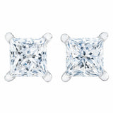 Princess cut diamond stud earrings 0.73ctw 14ct white gold - British product