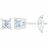 Princess cut diamond stud earrings 0.73ctw 14ct white gold - British product
