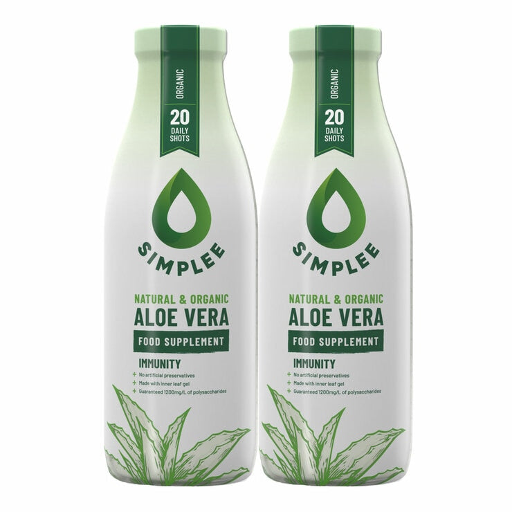 Simplee Aloe Vera supplement organic 2 x 1L, imported from the UK