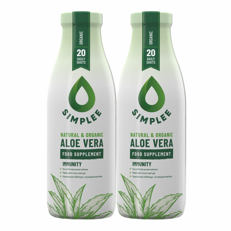 Simplee Aloe Vera supplement organic 2 x 1L, imported from the UK