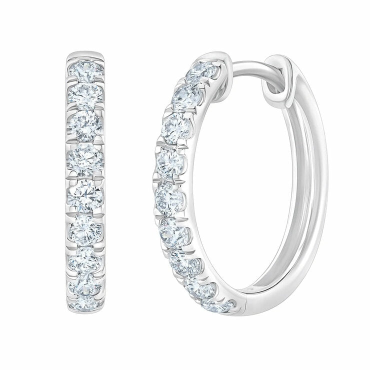 Diamond hoop earrings round brilliant cut 0.50ctw 14ct white gold - British product