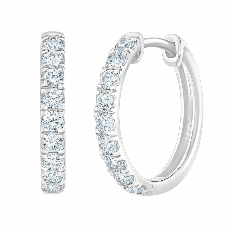 Diamond hoop earrings round brilliant cut 0.50ctw 14ct white gold - British product