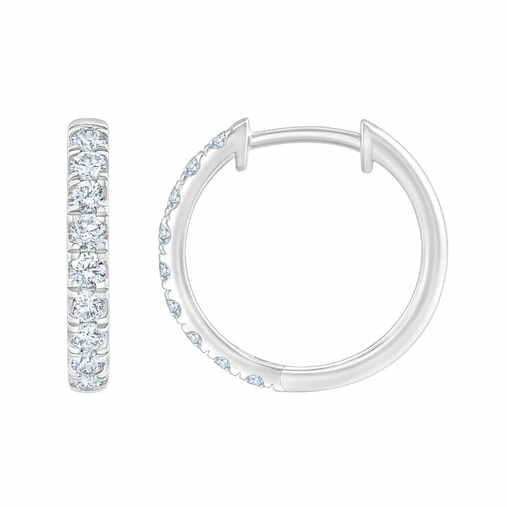 Diamond hoop earrings round brilliant cut 0.50ctw 14ct white gold - British product