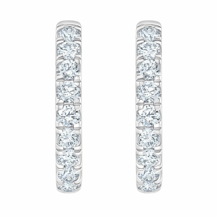 Diamond hoop earrings round brilliant cut 0.50ctw 14ct white gold - British product