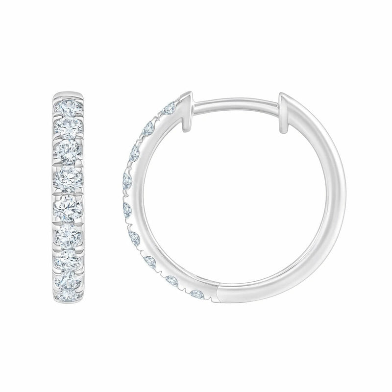 Diamond hoop earrings round brilliant cut 0.50ctw 14ct white gold - British product