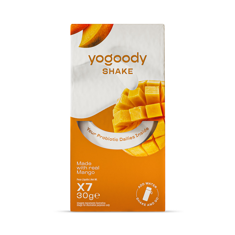 Yogoody probiotic shake mango 7x 30g, imported from the UK