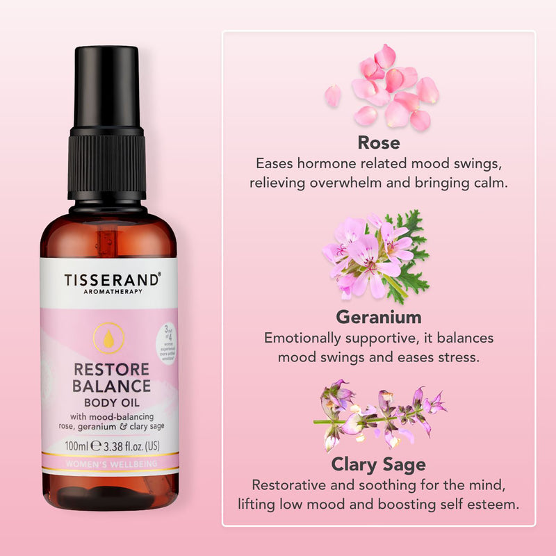 Tisserand Restore Balance Massage & Body Oil 100ml (British brand)