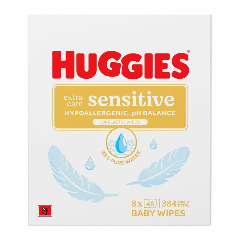 Huggies plastic free extra care baby wipes 8x48 (British brand)