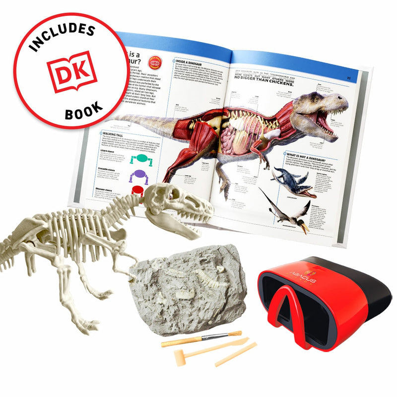 DK VR dinosaur set with goggles and fossil dig, imported from the UK