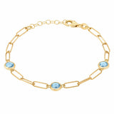 Costco UK Round Cut Aquamarine Paperclip Bracelet 14ct Yellow Gold- Buy online at McGrocer