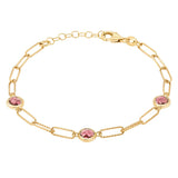 Costco UK Round Cut Pink Tourmaline Paperclip Bracelet 14ct Yellow Gold- Buy online at McGrocer