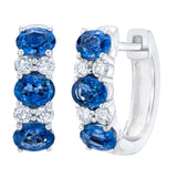 Costco UK Costco Oval Cut Sapphire & 0.23ctw Diamond Hoop Earrings, 14ct White Gold- Buy online at McGrocer