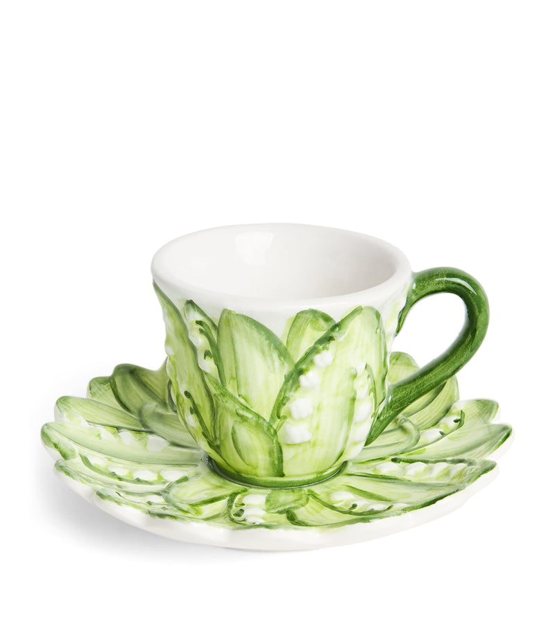 Les-Ottomans Lily of the Valley coffee cup and saucer, UK version