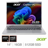 Costco UK Acer Aspire 14 AI Copilot+ PC AMD Ryzen AI 5 16GB RAM 512GB SSD 14 Inch OLED Laptop- Buy online at McGrocer