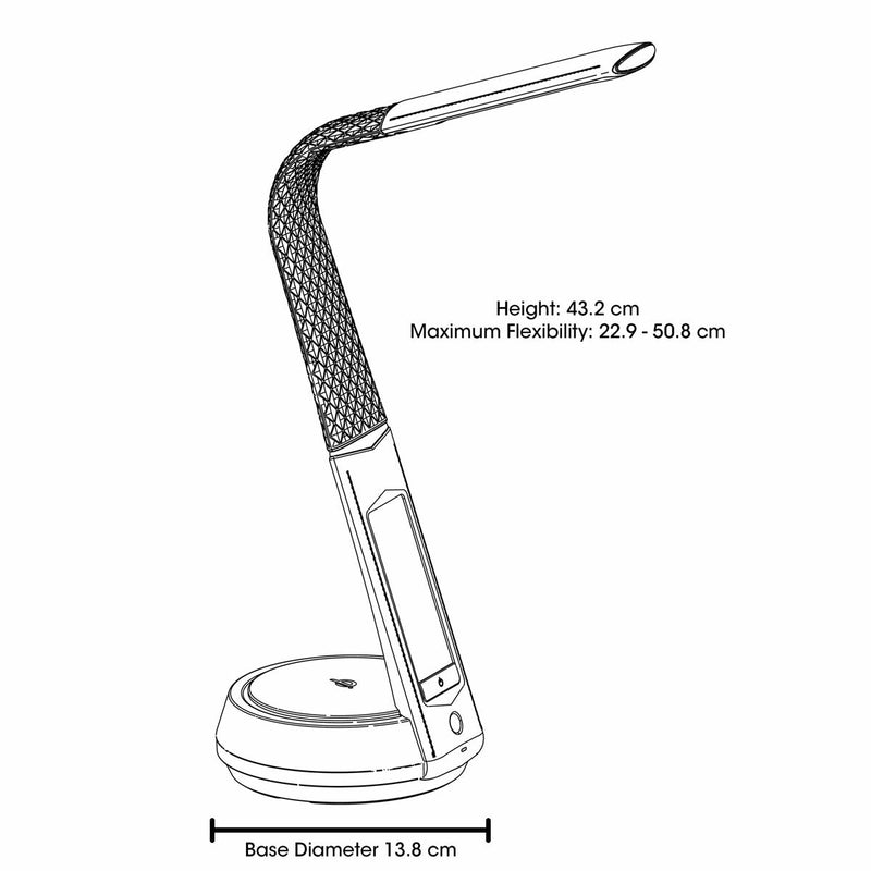 OttLite LED desk lamp with wireless charging and colour changing base, UK version