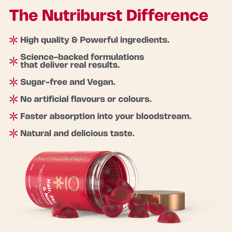 Nutriburst Hair Skin Nails gummies 60 count (British brand)