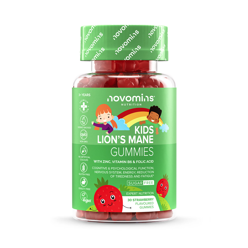 Novomins Kids Lion's Mane strawberry gummies 30 (British brand)