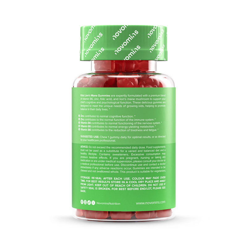 Novomins Kids Lion's Mane strawberry gummies 30 (British brand)