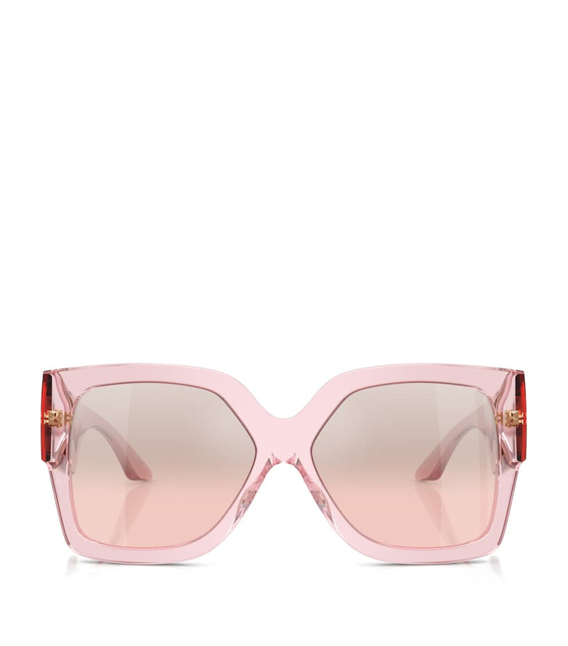 Versace blush pink crystal-embellished rectangle sunglasses, UK version