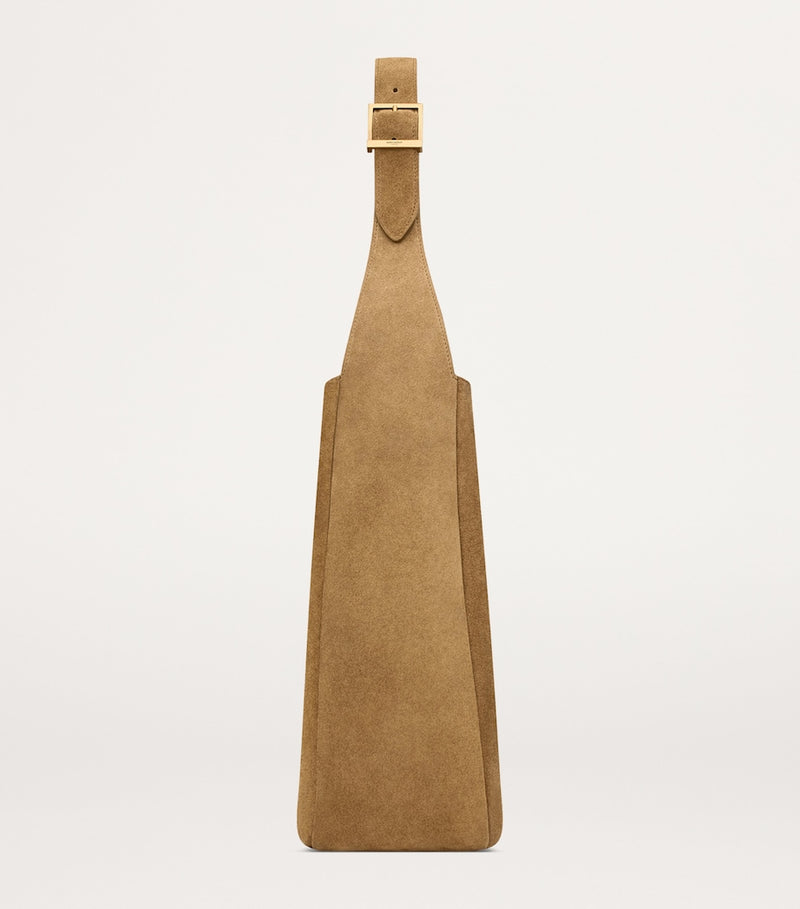 Saint Laurent suede shoulder bag with YSL monogram, UK version