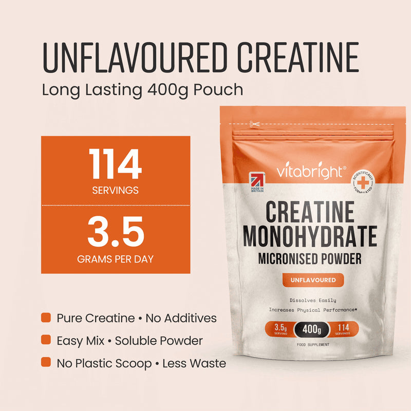 VitaBright creatine monohydrate 400g pouch, UK version