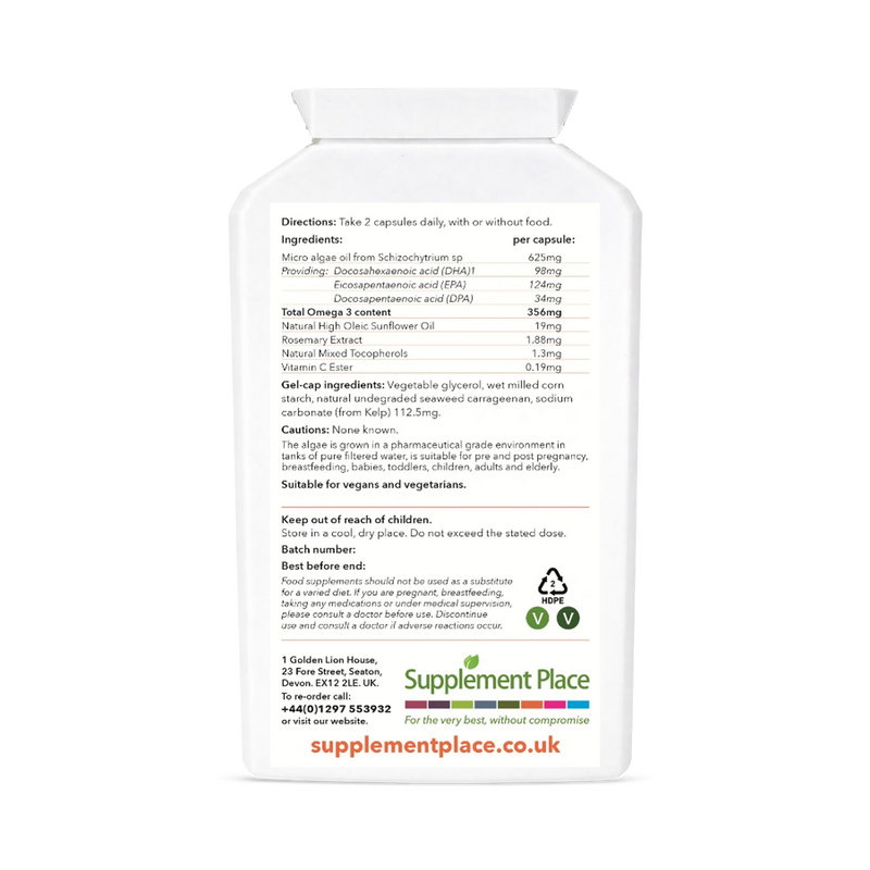 Supplement Place Vegan Omega 3 625mg 240 capsules - British product