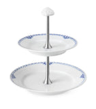 Royal Copenhagen two-tier hand-painted cake stand with lace border, 24cm diameter, imported from the UK