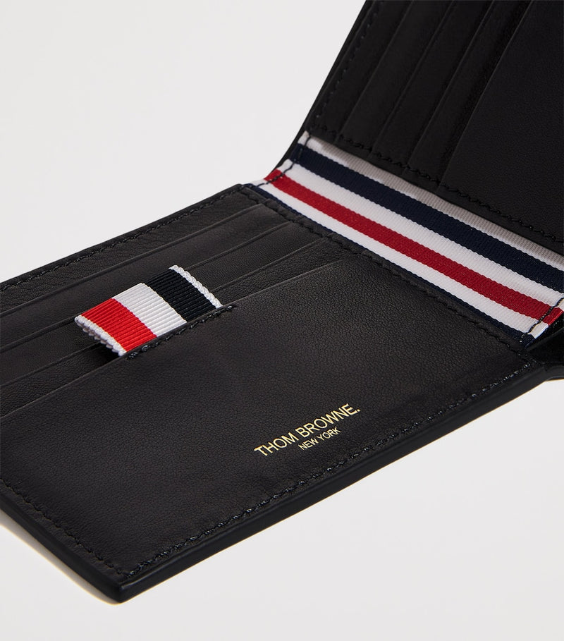 Thom Browne leather bifold wallet with tricolour lining, UK version