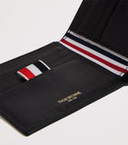 Thom Browne leather bifold wallet with tricolour lining, UK version