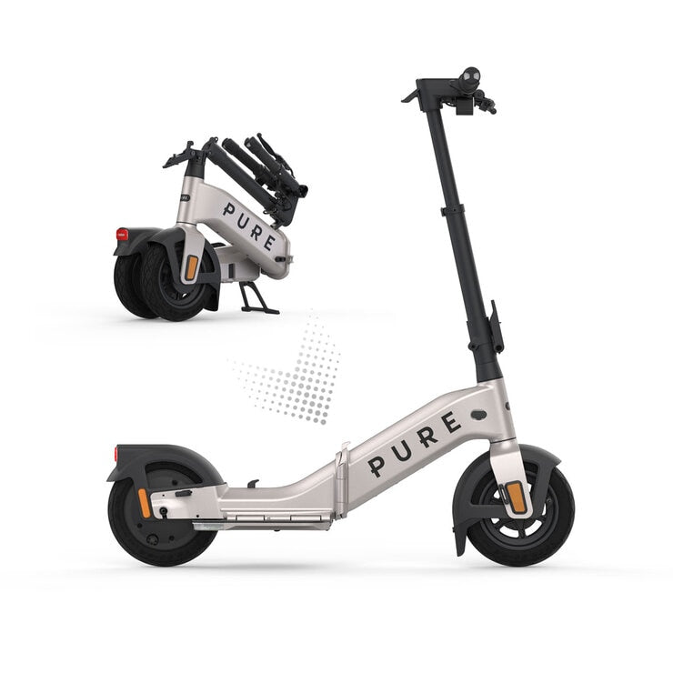 Pure Flex folding electric scooter in Platinum Silver - British product