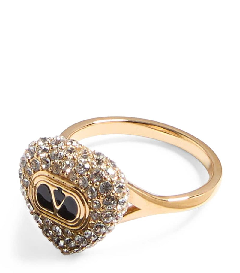 Valentino Garavani crystal heart ring gold-tone Swarovski crystals - British product
