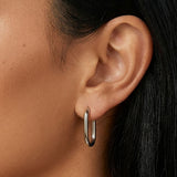 MUCHV silver oval hoop earrings small, UK version