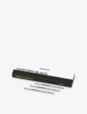 Montblanc ballpoint pen refills in Mystery Black, pack of three, UK version