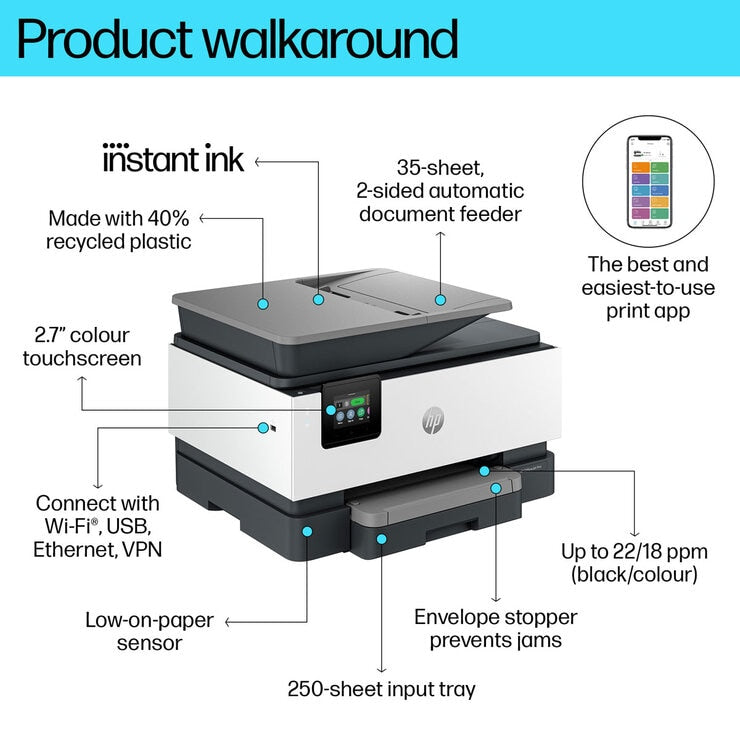 HP OfficeJet Pro 9120e all-in-one wireless printer (British brand)
