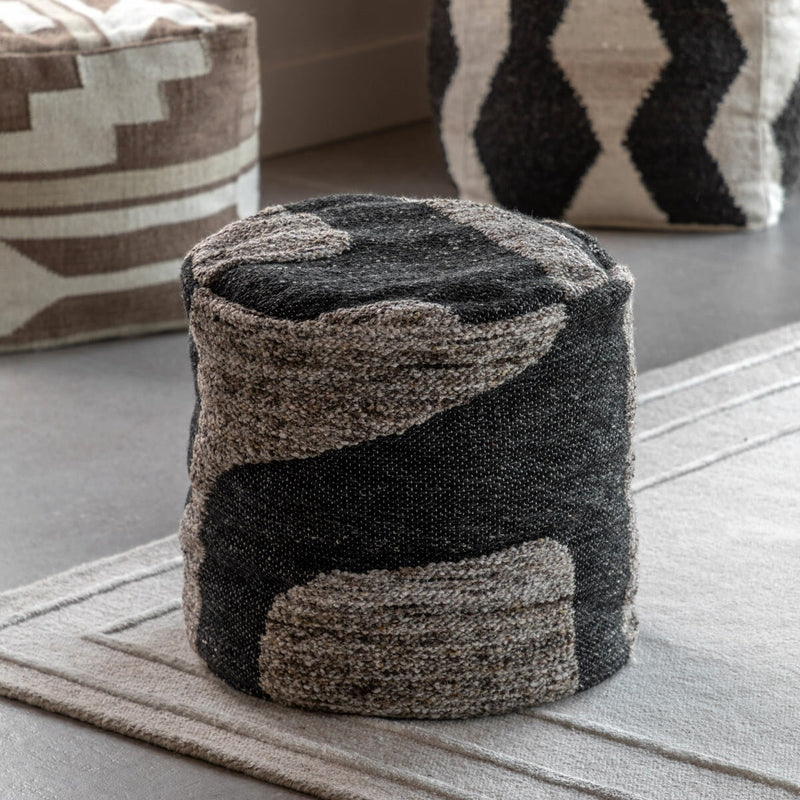 Gallery Bergen mono graphic drum pouffe 50x45cm - British product