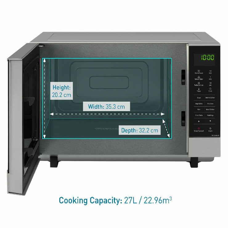 Panasonic flatbed microwave 27 litre 1000W silver, imported from the UK