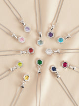 Next Sterling Silver Hexagon Birthstone Necklace Birthstone Jewellery- Buy online at McGrocer