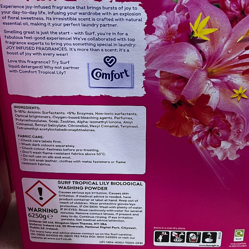 Surf tropical lily laundry powder 125 wash (British brand)