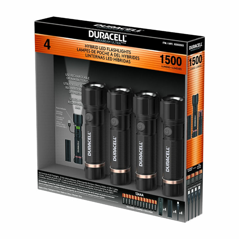 Duracell 1500 lumen LED torch 4 pack - British product