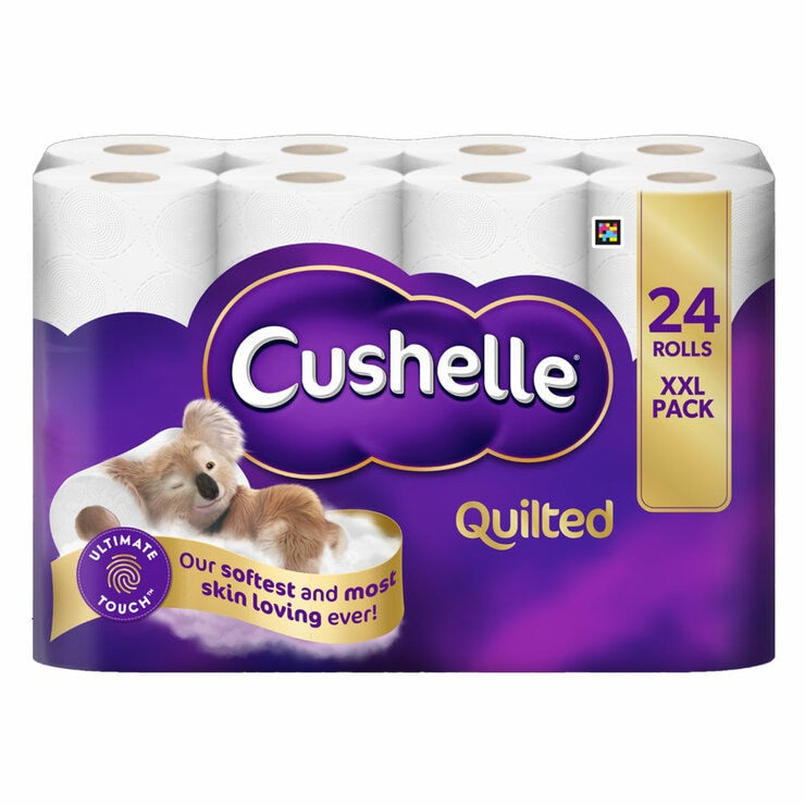 Cushelle Quilted 3-ply toilet tissue 24 pack, imported from the UK