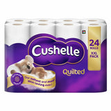 Cushelle Quilted 3-ply toilet tissue 24 pack, imported from the UK