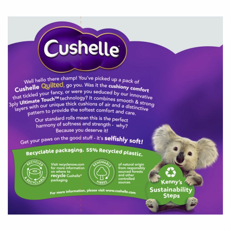 Cushelle Quilted 3-ply toilet tissue 24 pack, imported from the UK