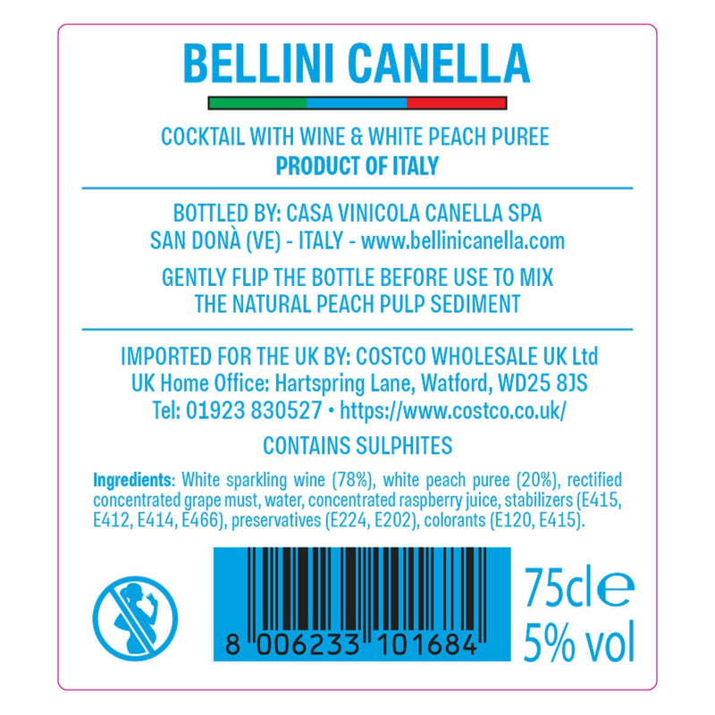 Canella Bellini Peach cocktail 75cl - British product