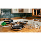 Pro Steel Fusion 7-Piece Cookware Set with Fry Pans and Wok, imported from the UK