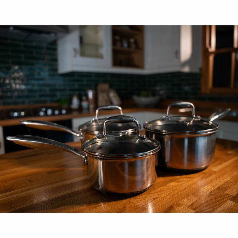 Pro Steel Fusion 6 piece saucepan set (British brand)