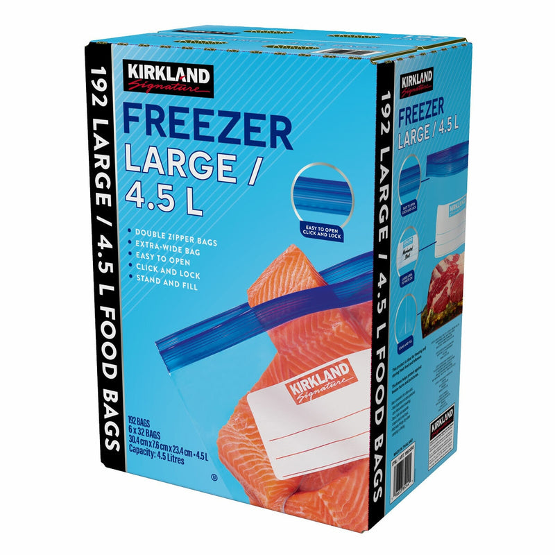 Kirkland Signature large freezer bags 4.5L 192 count, imported from the UK
