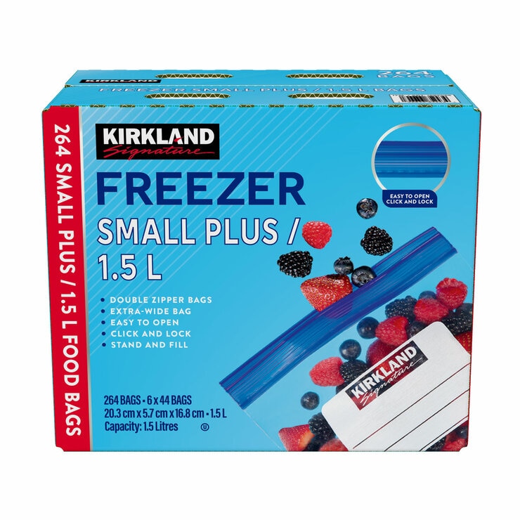 Kirkland Signature freezer bags 1.5L 264 count, imported from the UK